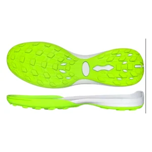 Fluorescent Green & Gray Two-tone Lightweight Hollow Square Stub Rubber AG Turf Soccer Outsole Midfoot Multi-hole Hollow Anti-torsion Structure OEM Custom Training Football Sole