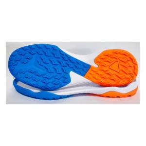 Blue Orange White Three-tone Zigzag Granular Texture AG Turf Soccer Outsole Heel Triangle Logo Anti-slip Wear-resistant EVA Rubber Composite OEM Custom Football Training Sole