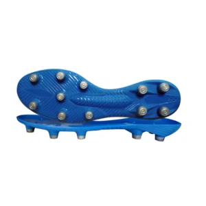 Blue Silver Two-tone Round Cylindrical Studs Textured Rib Surface TPU FG Soccer Outsole Midfoot Streamline Reinforcement Anti-torsion OEM Custom Football Boot Replacement Sole