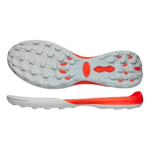 Gray Red Two-tone Square Block Short Stud AG Turf Soccer Outsole Midfoot Multi-hole Hollow Anti-torsion Window Wear-resistant Rubber EVA Composite OEM Custom Football Training Sole