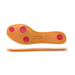 Orange Base With Red Concentric Circle Anti-slip Pads Thin Lightweight Rubber Boxing Shoe Outsole Linear Texture Flexible Ground Feel Wrestling Combat Training Sole OEM Color & Logo Embossing Customizable