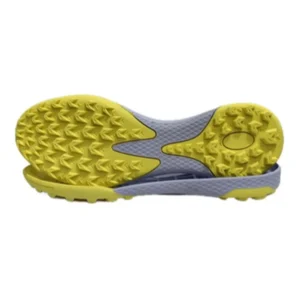 Yellow Gray Two-tone Spiral Grain Anti-slip AG Turf Soccer Outsole Midfoot Oval Hollow Window TPU EVA Composite Lightweight OEM Custom Football Training Sole