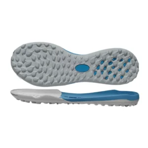 Gray Blue Two-tone Wave Scale Textured Stud AG Turf Soccer Outsole Midfoot Oval Hollow Anti-torsion Window Heel Multi-hole Breathable Design Rubber EVA Composite OEM Custom Football Training Sole