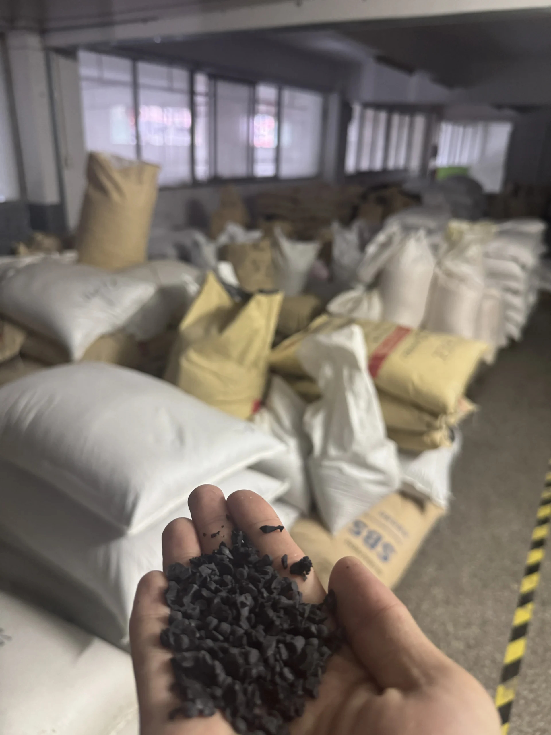 Rubber granules used in sports shoe sole production