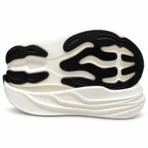 Model 2506 pearl-white EVA/POE running shoe sole with flowing black segmented cast polyurethane wear zones